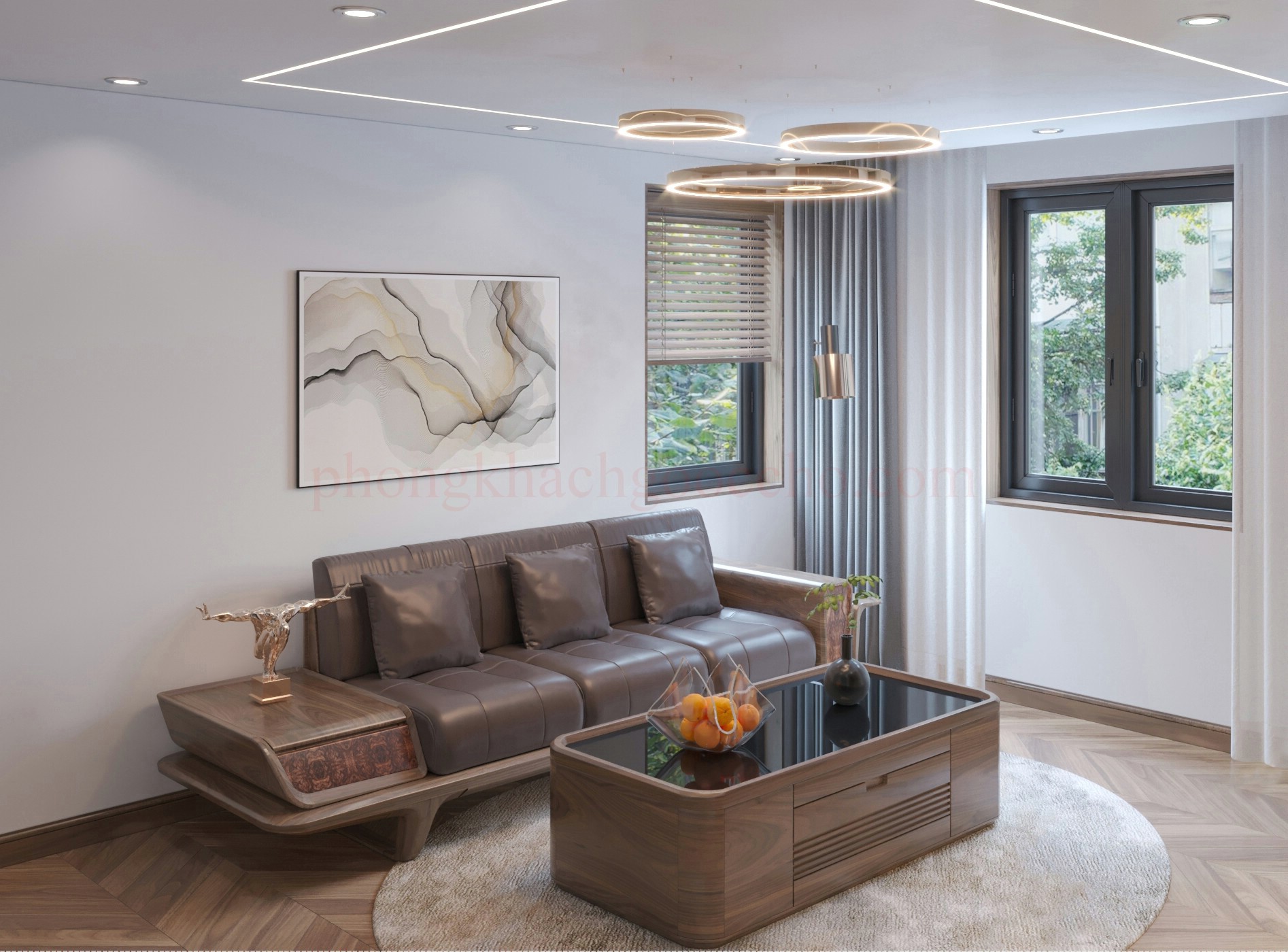 Sofa băng dài bằng gỗ phù hợp phòng khách nhỏ hoặc phòng ngủ làm việc