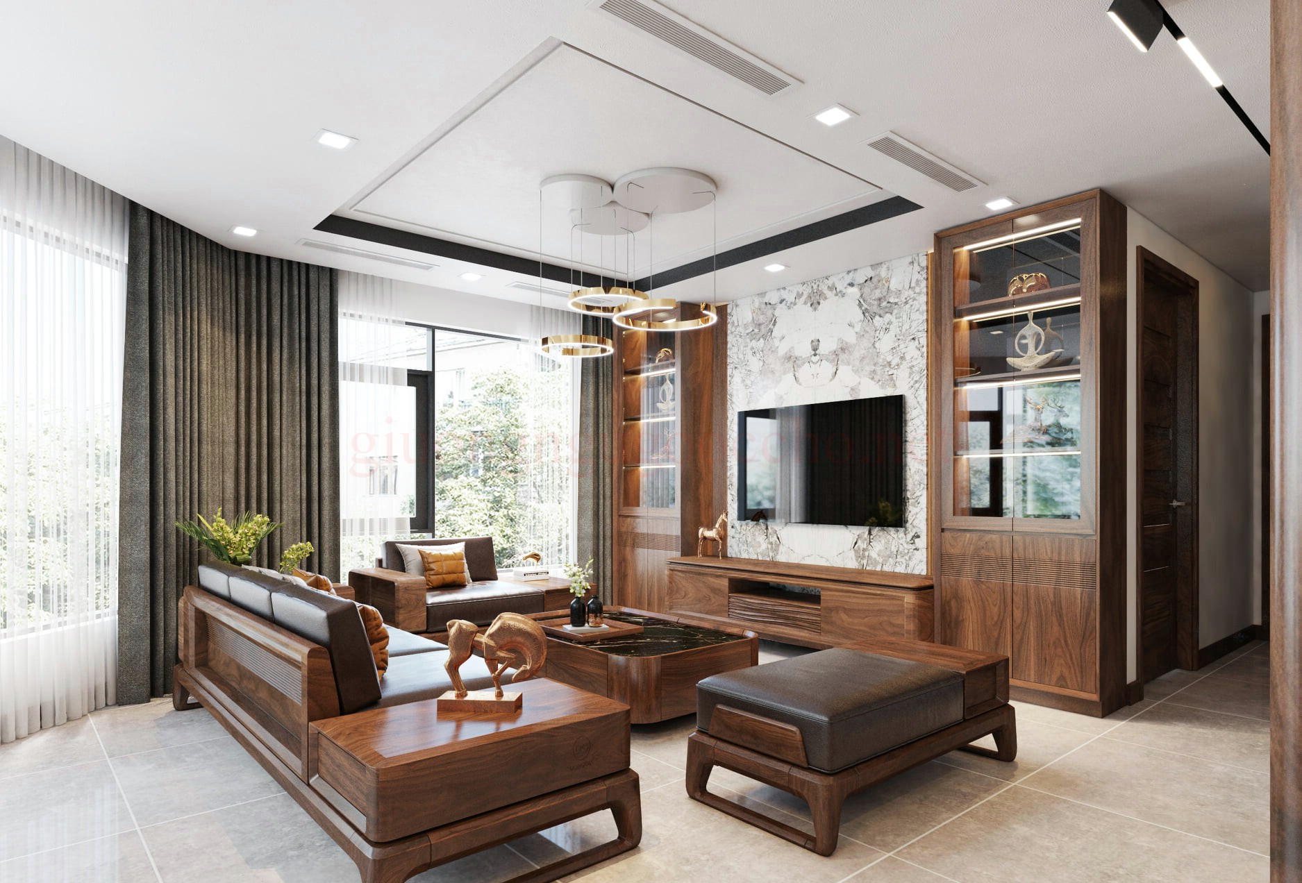 Mẫu sofa gỗ nhỏ gọn, phù hợp với phòng khách có diện tích nhỏ