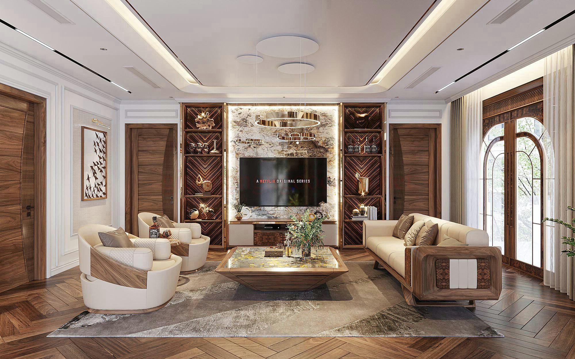 Sofa gỗ tối giản, dễ lau chùi, phù hợp với gia đình trẻ